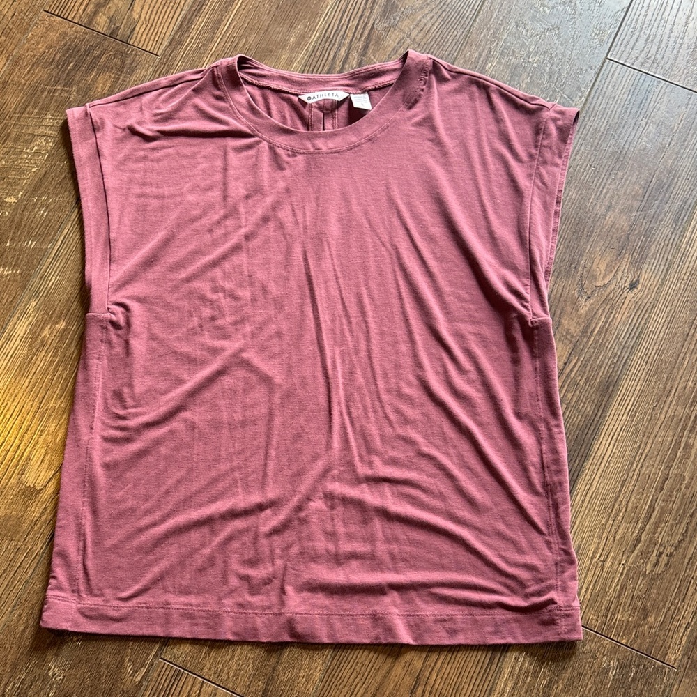 Athleta Studio Practice Muscle Tee, Mauve, Womens Large
